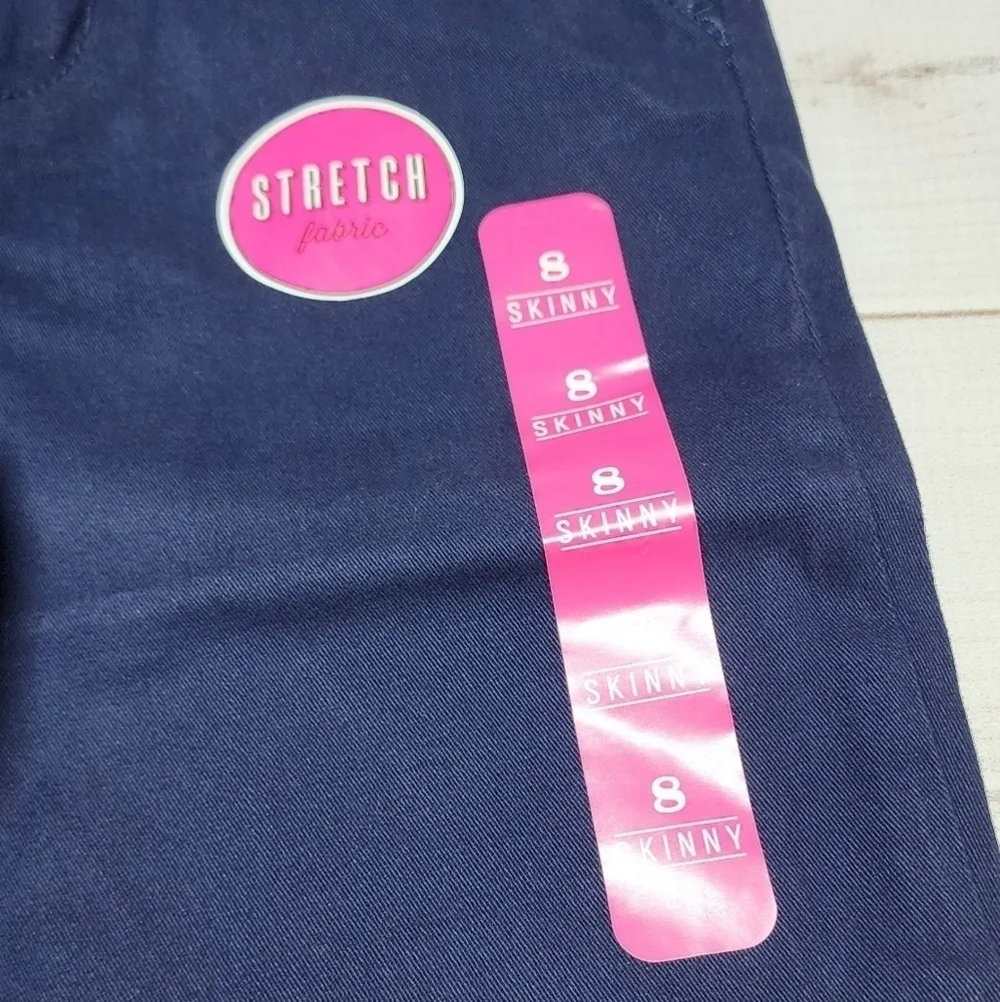 The Children's Place Girls Navy Uniform Stretch Skinny Chino Pants Size 8 - NWT